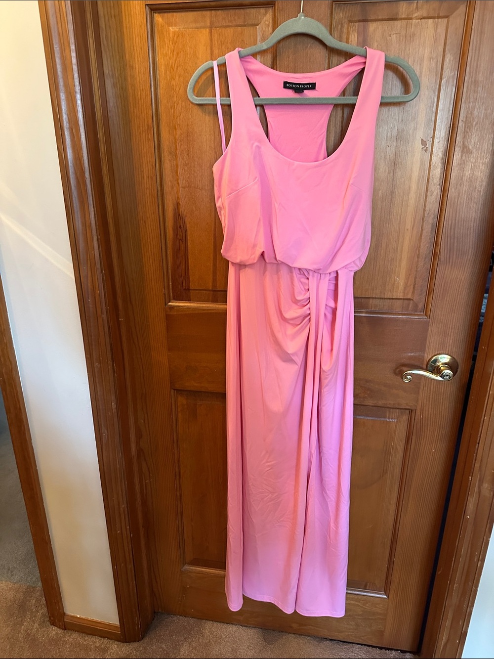 Boston Proper Pink Sleeveless Maxi Dress with Side Tie